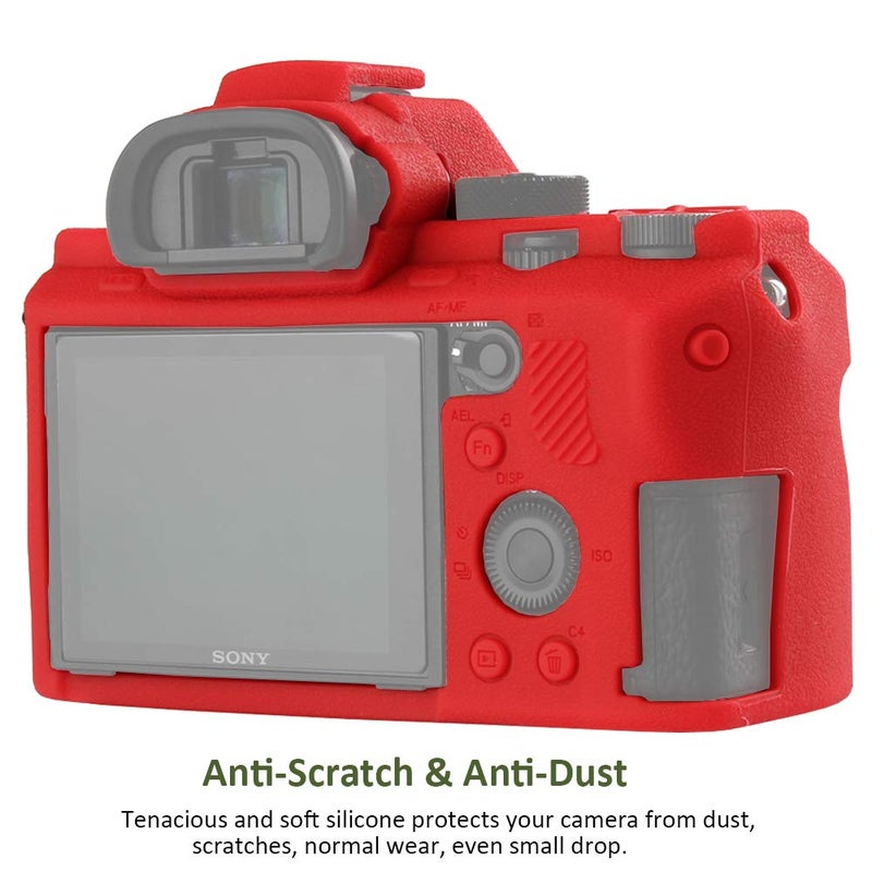 Easy Hood Camera Case for Sony Alpha A7II A7RII A7SII A7 II A7R II A7S II A7R2 ILCE-7RM2 ILCE-7M2 Soft Silicone Rubber Camera Protective Body Case Skin Camera Protector Cover (Red) - Image 2